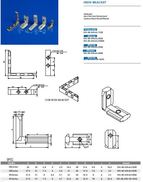 Mk-Ib Aluminum Profile 4040 Angle Bracket Series T Slot L Bracket Connector