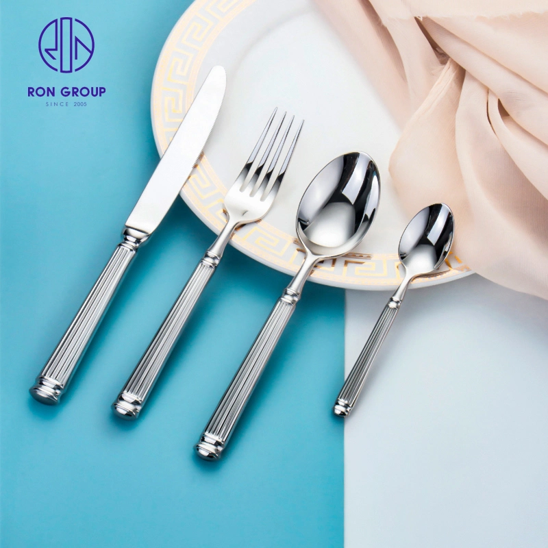 Western Style Retro Classic Tableware Stainless Steel Knife Fork and Spoon Four Piece Set