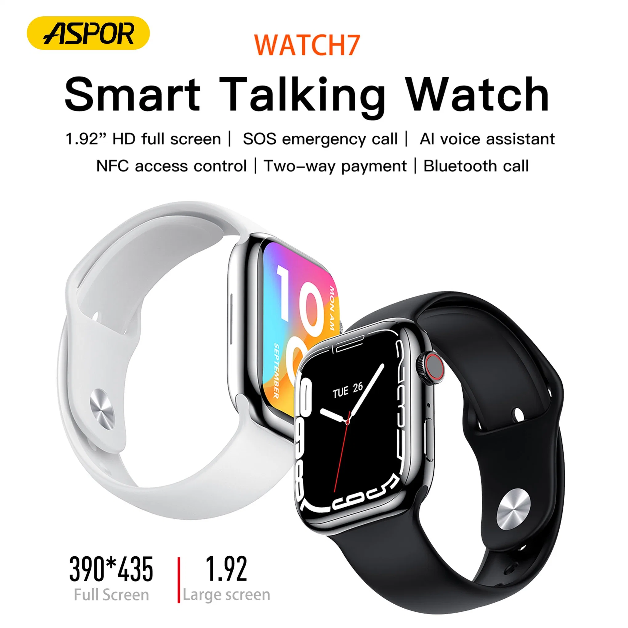 Aspor Selling Gift Watch Waterproof Smartwatch NFC, Bluetooth Calling, Breathing Training, Sleep Monitor, Brightness Adjustment, Multi-Sport Mode