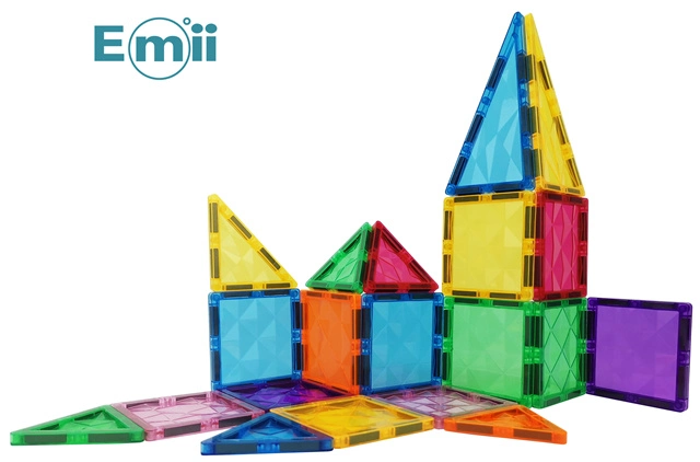 Emii Montessori Material Kids Educational Toys Magnetic Tiles Magnetic Blocks Plastic Building Blocks 120 PCS 3D Magnetic Puzzle