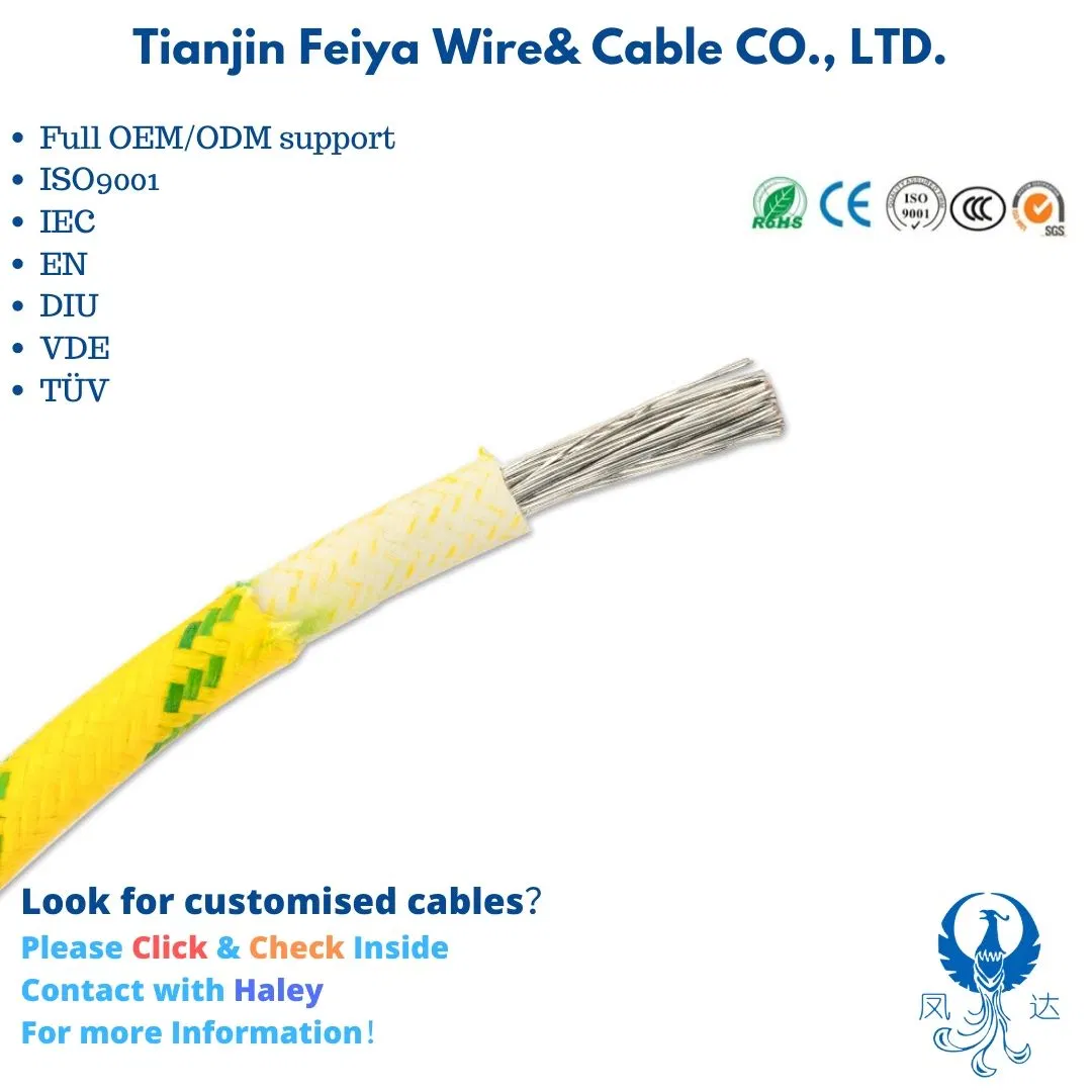 Cable de transmisión de PVC de alto rendimiento de la mosca W con temperatura nominal de 4 mm2 200C Cable de silicona de trenzado de fibra de vidrio