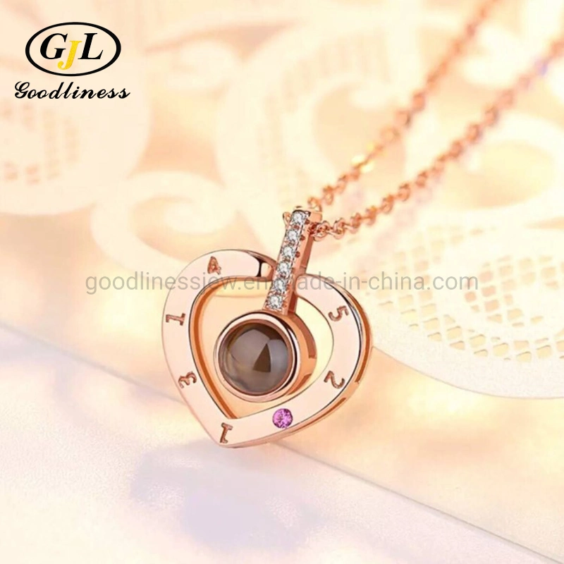 New Arrival Trendy Products Projection Heart Pendant 100 Language I Love You Necklace