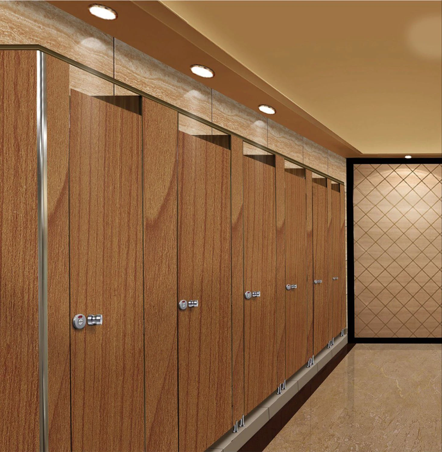 304 Stainless Steel Hardware HPL Compact Board Toilet Cubicles