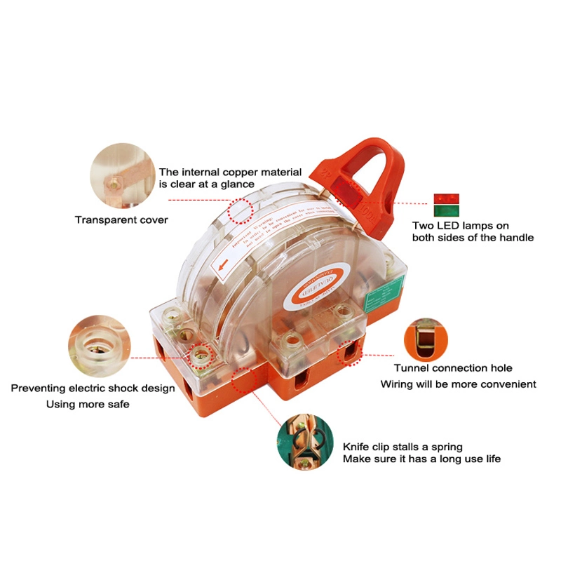 Elektrische Messerschalter 2 Pole 100A Messerwechsel aus Keramik Manueller Umschalter Für Zwei Projektionsauslöser