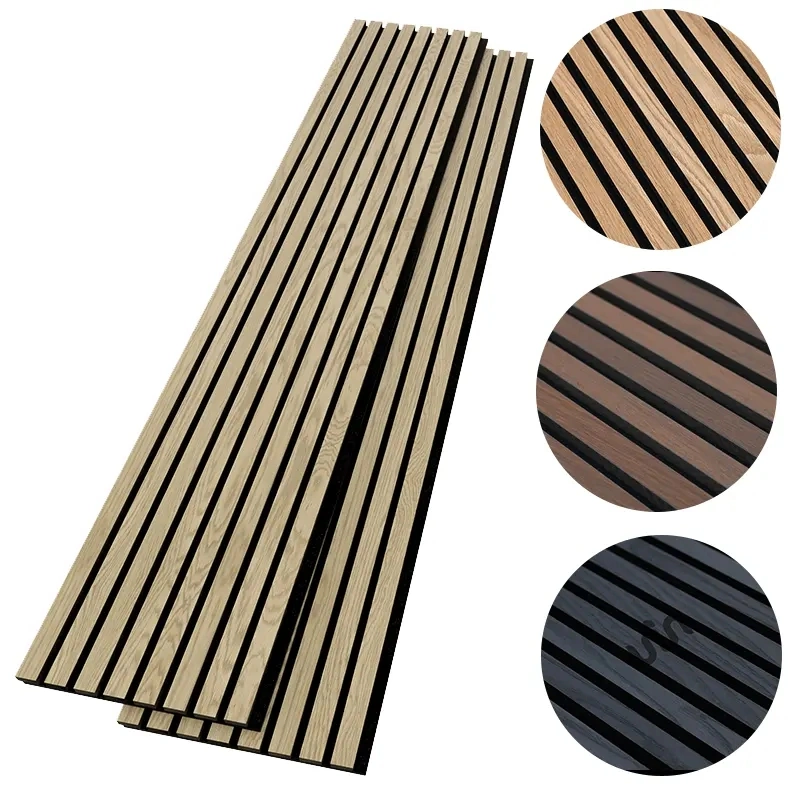 Modern Acoustic Anti Sound Absorption Proofing Wooden Design Wood Slat Polyester Fiber Wall Panel