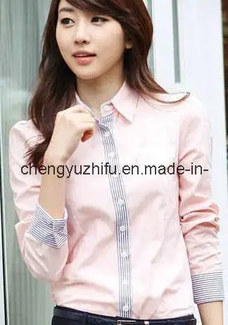 Pink 100% Cotton Lady&prime; S Blouse (LS001)