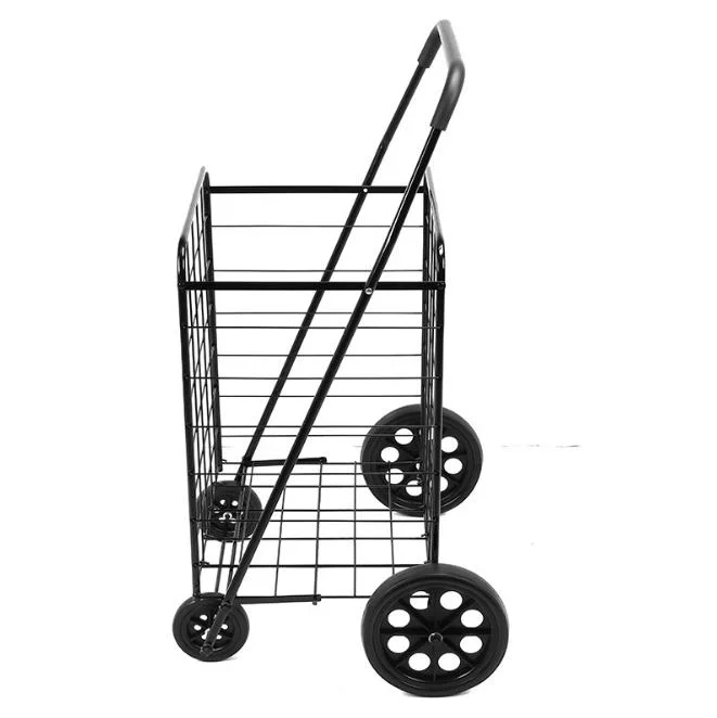 China Durable Metal Foldable Rolling Shopping Trolley Cart Supermarket Equipment