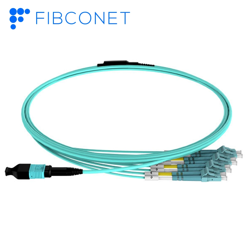 وصلة مرور متعددة الأغراض ضوئية من الألياف الضوئية ذات القلب FTTH Blue 1X12 إلى LC كبل توصيل