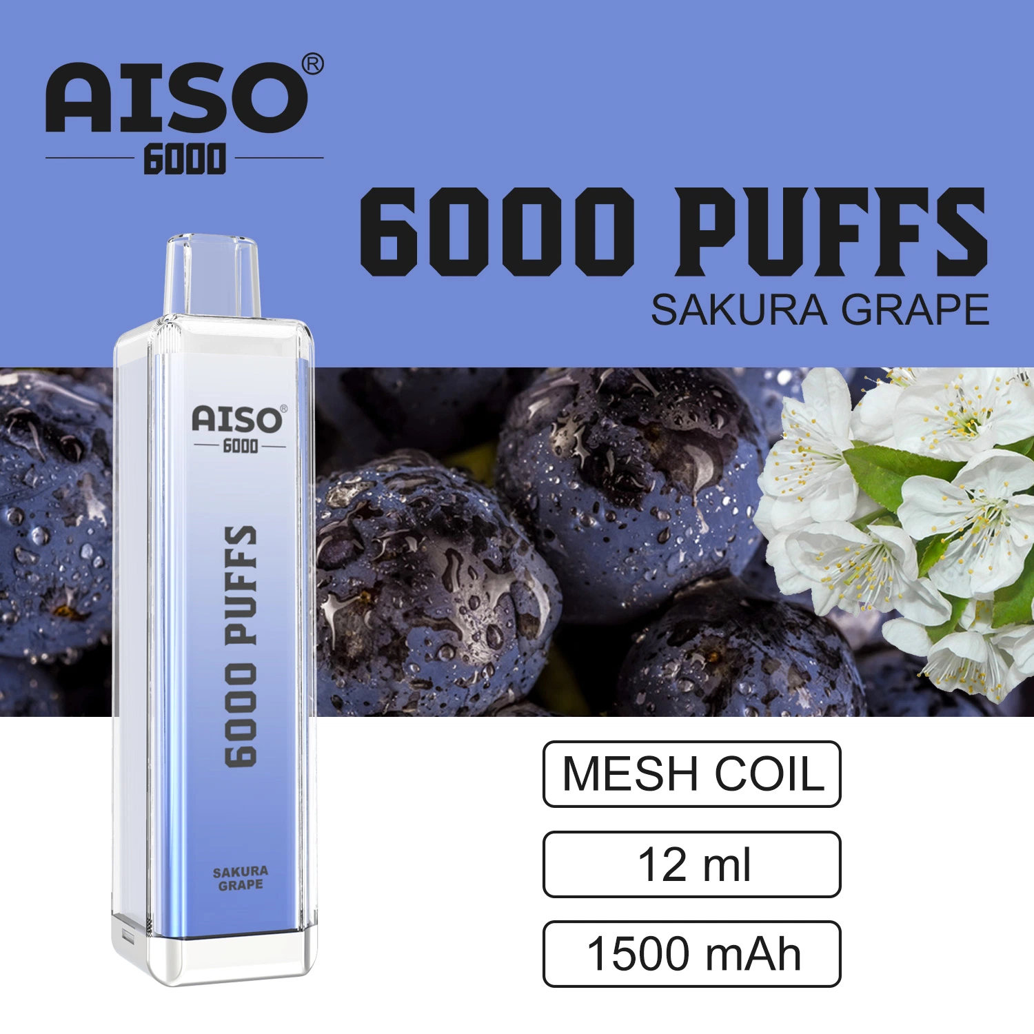 2023 المصنع تسعير الجملة Aiso T2 6000 أطواق Vape Disposable/Chargeable قلم بنكهات مختلطة