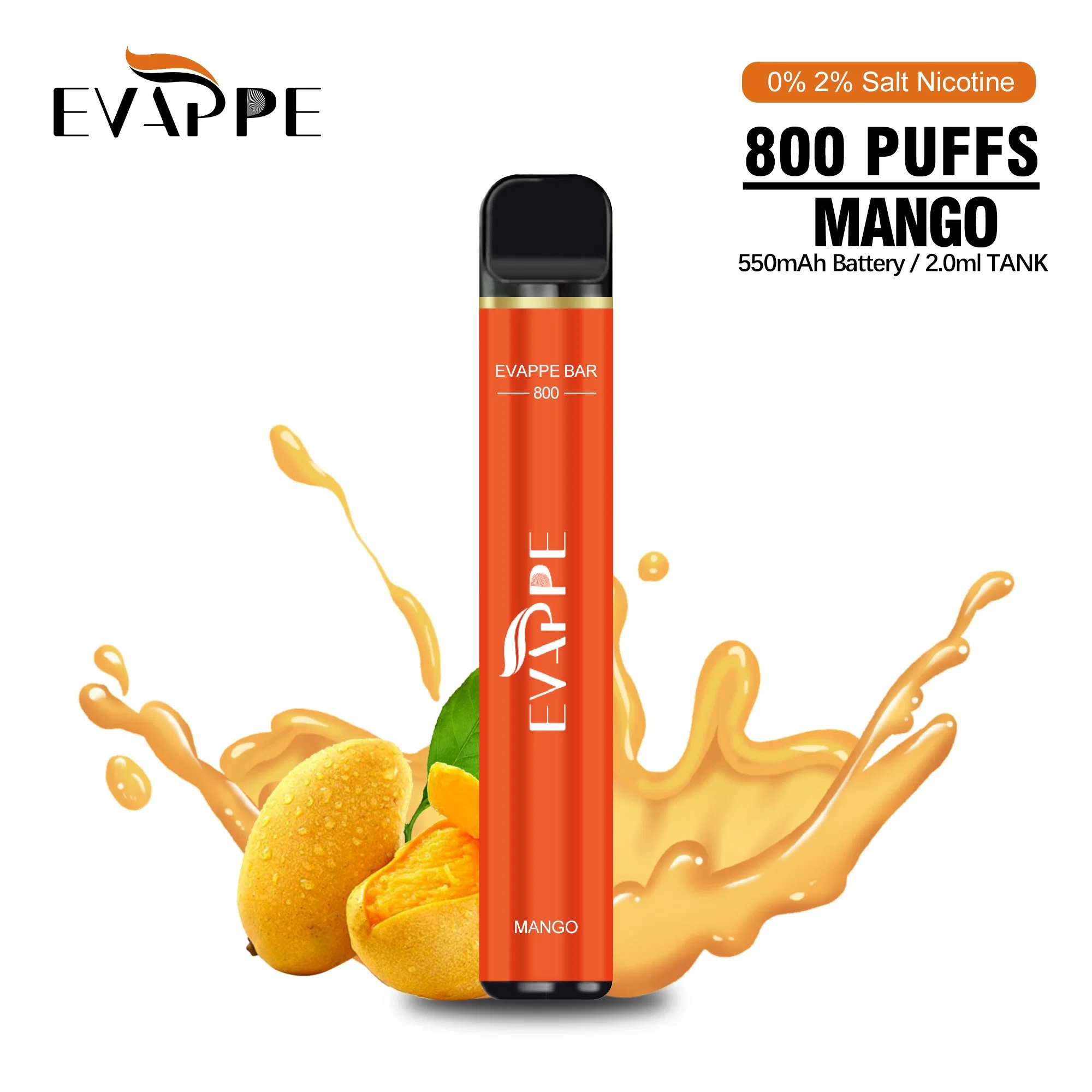 Barre d'Evape Vapes Hot vendre 800 bouffées Vape e-cigarette jetable Pen narguilé