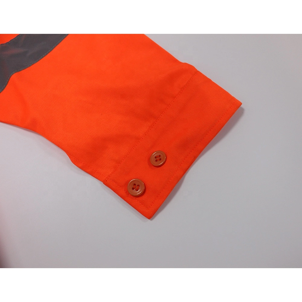 Safety Workwear Fluorescent Orange Security High Visibility Long Sleeve Shirt