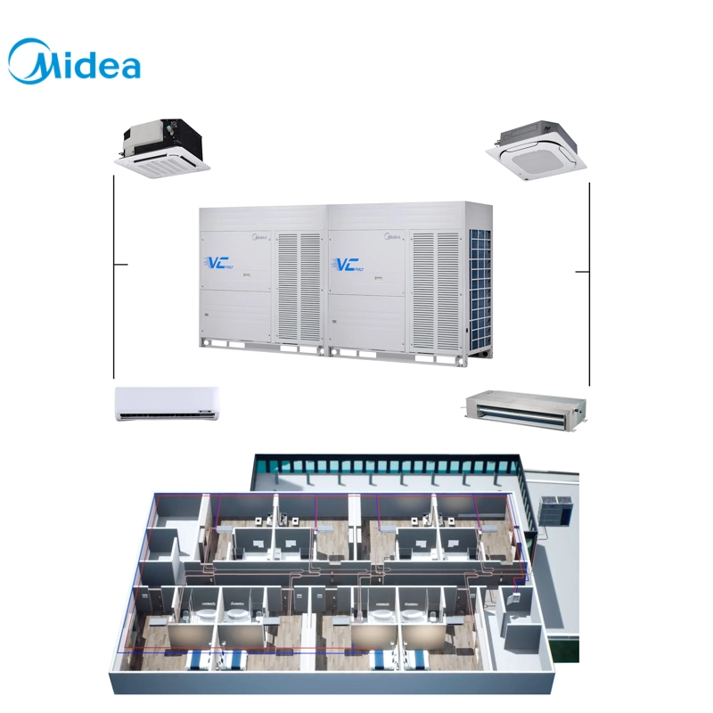 Midea esp jusqu'à 60PA 35tonne refroidissement seul fabricant Convertisseur DC-de-chaussée de climatisation centrale permanent pour les télécommunications