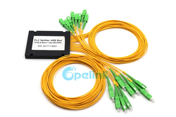 1X16 PLC Optical Splitter, 2.0mm Sc/APC, ABS Box Package