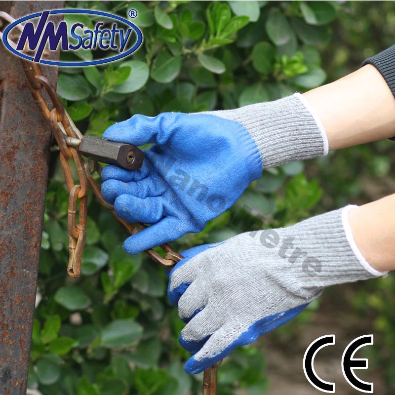 Nmsafety Cheap Wholesale/Supplier Polyester Coated Crinkle Latex China Safety Working Gloves