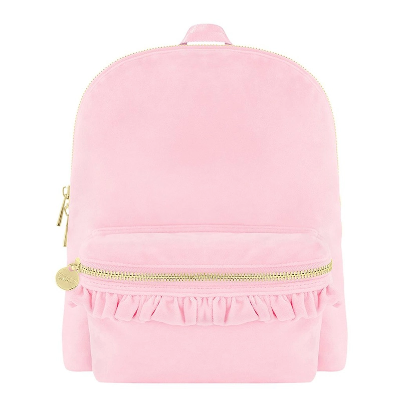 Wholesale/Supplier Candy Color Small School Women Mini Pink Ruffle Velvet Backpack