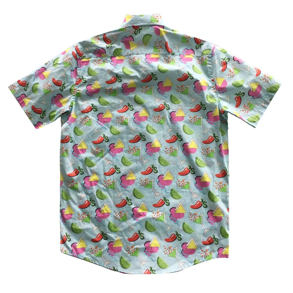 قميص قصير الأكمام للرجال أزياء شاطئ قمصان الصيف بلوزة الرجال على طراز هاواي ورقة طباعة