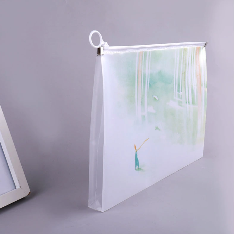 La vente directe PP PVC PE OPP Zipper Bag A4 3D de la conception de dessins animés Pull-Ring sac de plastique personnalisé Dossier de fichier