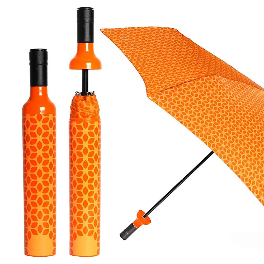 Colorful 3 Section Gift Umbrellas Advertising Custom Wine Bottle Car Umbrella with Logo Printing