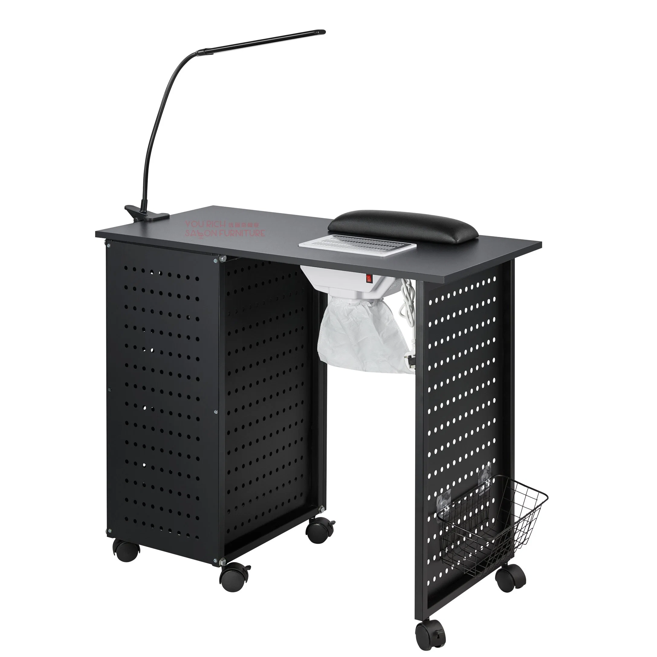 Classic Makeup Table Portable Trolley with Fan Manicure Table for Nail Salon Shop