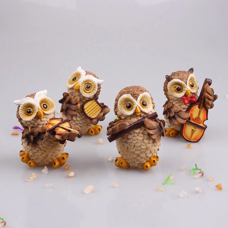 Lovely Eyeglass Glasses Holder Owls Design Crafts Stand Home Resin Sculpture Decorations