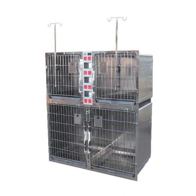 Mt Medical Pet Products 304 Stainless Steel Veterinary ICU Cages Oxygen Pet Cages with Power Socket for Pet Hospital