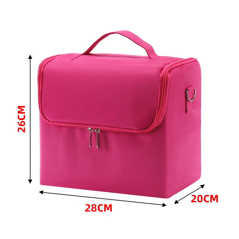 Women Custom Logo Metallic Color PU Leather Cosmetic Brushes Case Makeup Zipper Bag Portable Nail Makeup Tool Box Case