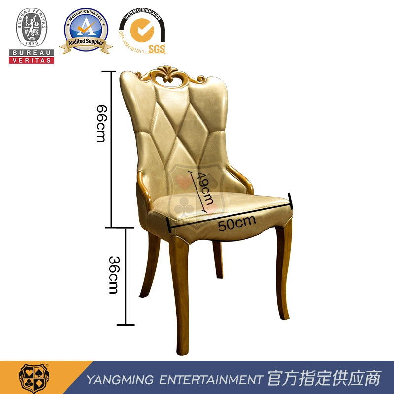 Imitation Leather Hotel Club Dining Chair Oak Handle Poker Casino Table and Chair Ym-Dk06