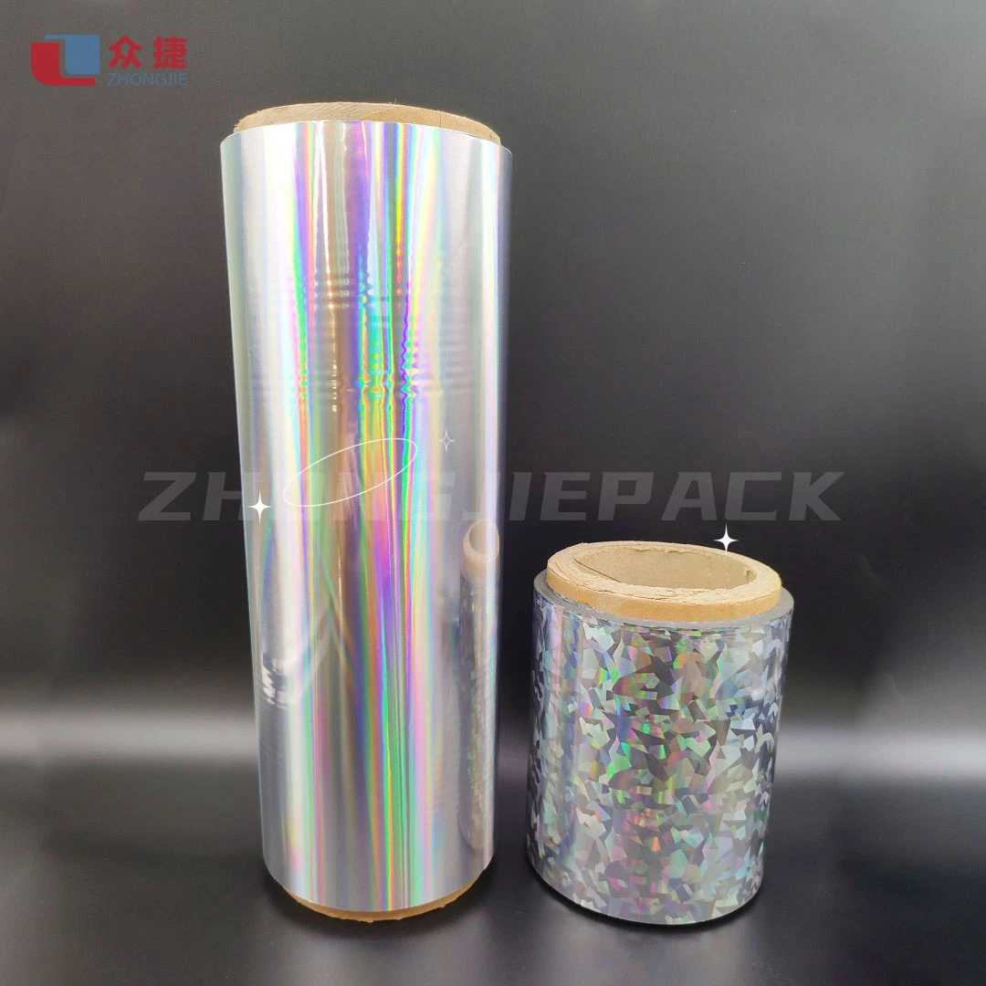 Zhongjiepack Fabricante material de embalaje Laminado térmico plástico elástico láser metalizado Holograma Holographic Pet Film