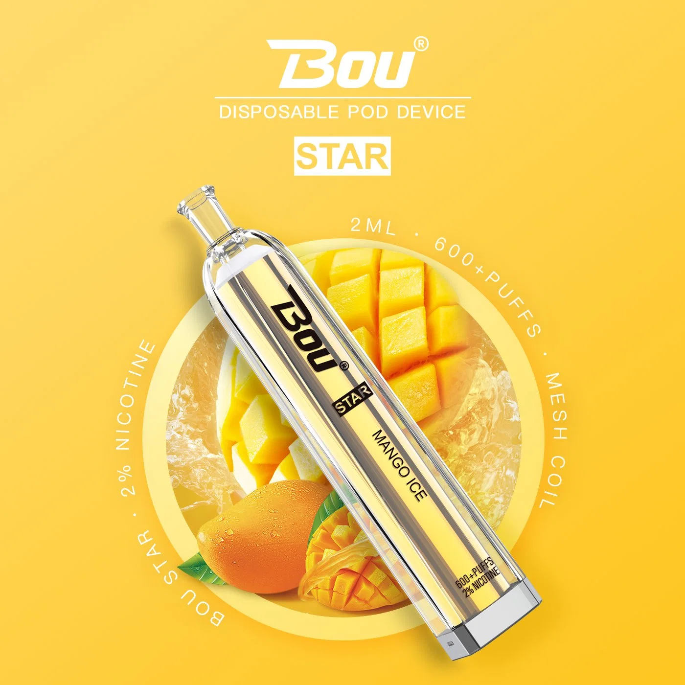 Bou Star precio más barato al por mayor de OEM de Vape desechable cigarrillo electrónico 600 inhalaciones con TPD