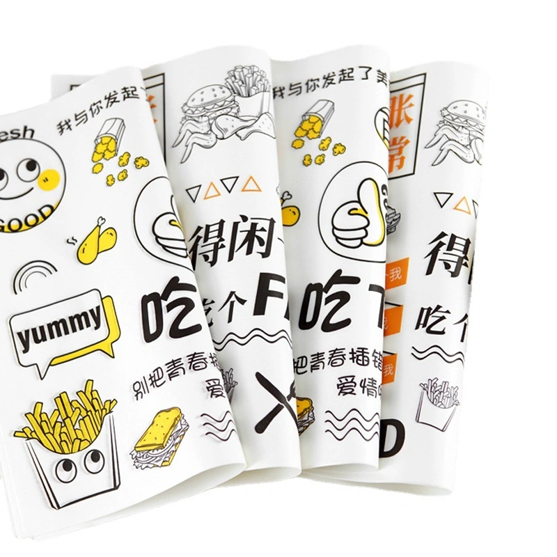 Food Grade Custom Logo Printed Wax Hamburger Fried Chicken Fries Grease Proof Sandwich Paper