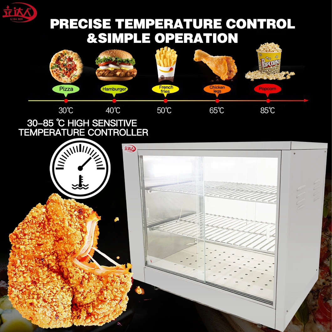 Commercial Restaurant Hot Snack Glass Fried Chicken Patty Pie a Pastry Electric Food Warmer Set Display Cabinet Showcase Counter