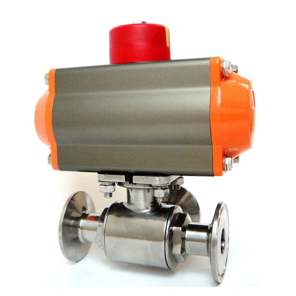 Sanitary Three-Way Pneumatic Clamp Stainless Steel Ball Valve