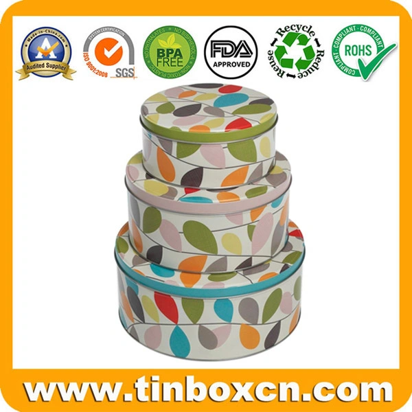 Round Christmas Tin Box Set for Metal Gift Box Packaging