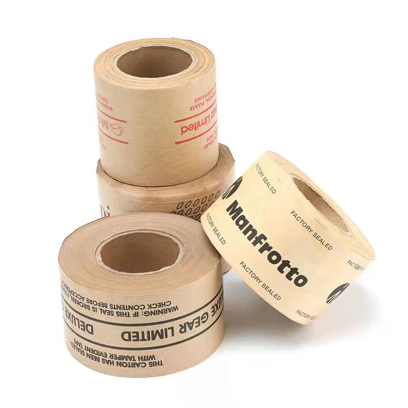 Custom Packing Biodegradable Material Packaging OPP Printed Water Activated Gum Jumbo Roll Brown Kraft Paper Gummed Tape