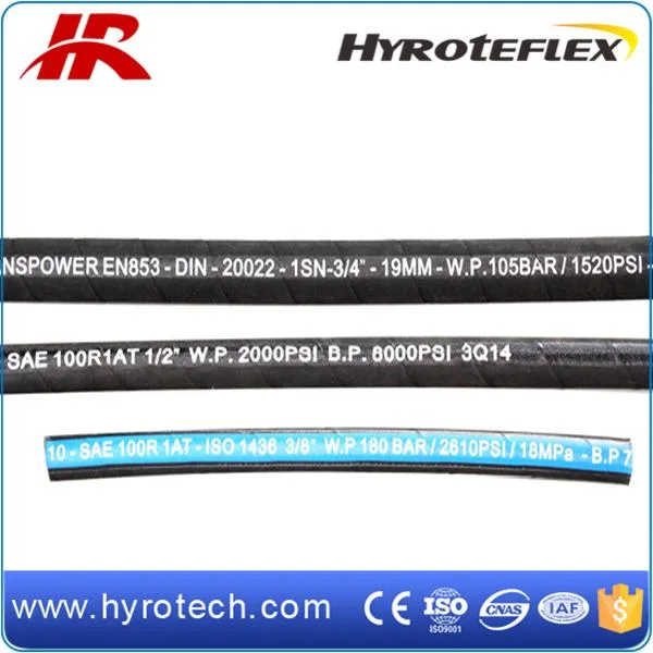 China Good Quality High Pressure Hydraulic Hose SAE 100r1at/R2at Steel Wire Braided