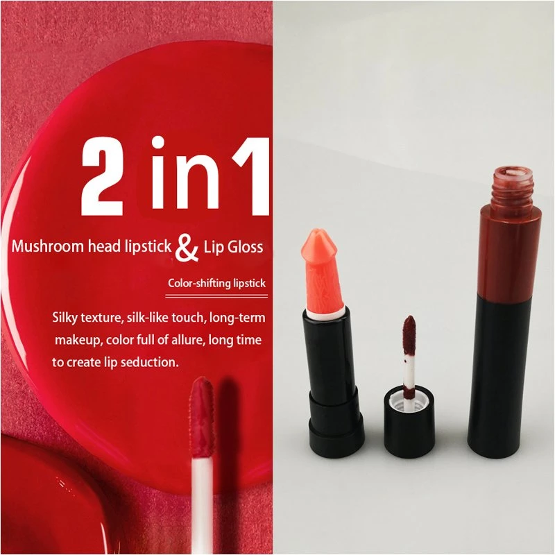 OEM Pilz Kopf Doppelkopf feuchtigkeitsspendende Lipstick Lip Gloss Verfärbung Matt, Haltbar