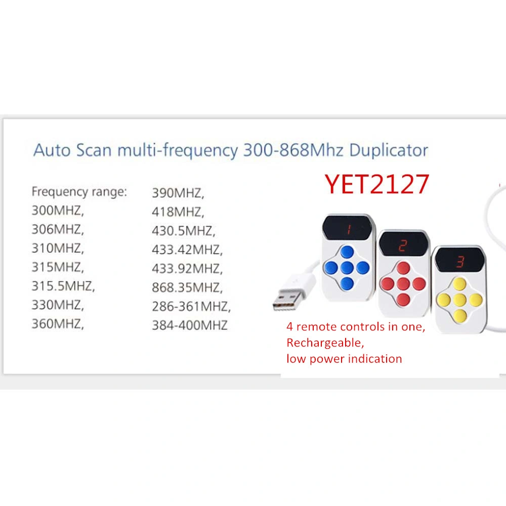 USB Recharge Auto Scan Variable Frequency 300 - 868MHz Multi-Frequency Remote Control Duplicator