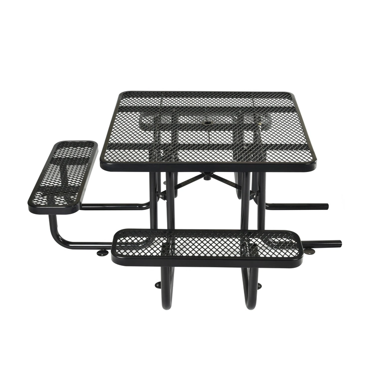 OEM 46" Ada High Quality Outdoor Square Picnic Table, Expanded Metal, Black