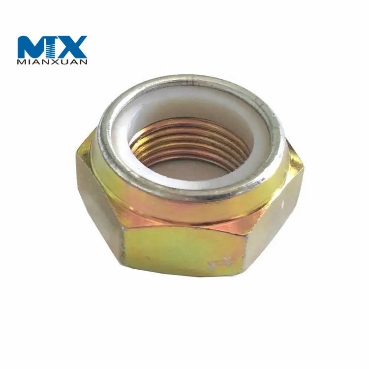 Zinc Plated Steel Wheel Spindle Flanged Nylon Lock Nut for Vehicles