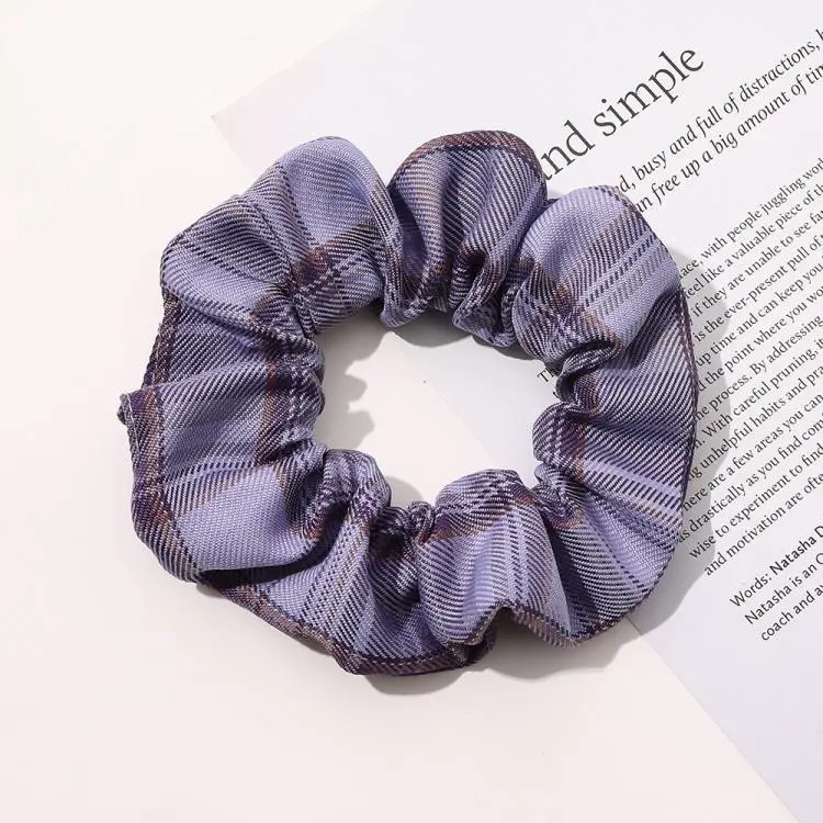 Korean Version Hot Sale Linen Plaid Large Intestine Hair Loop Fashion High Elastic Headband