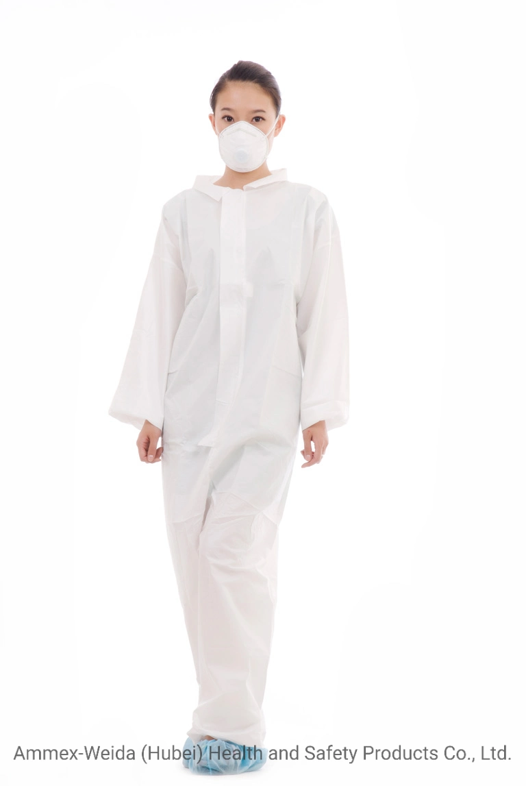 with Good Protection Disposable Coverall Without Hood and Feetcover by Different Material for Hygienic Environment