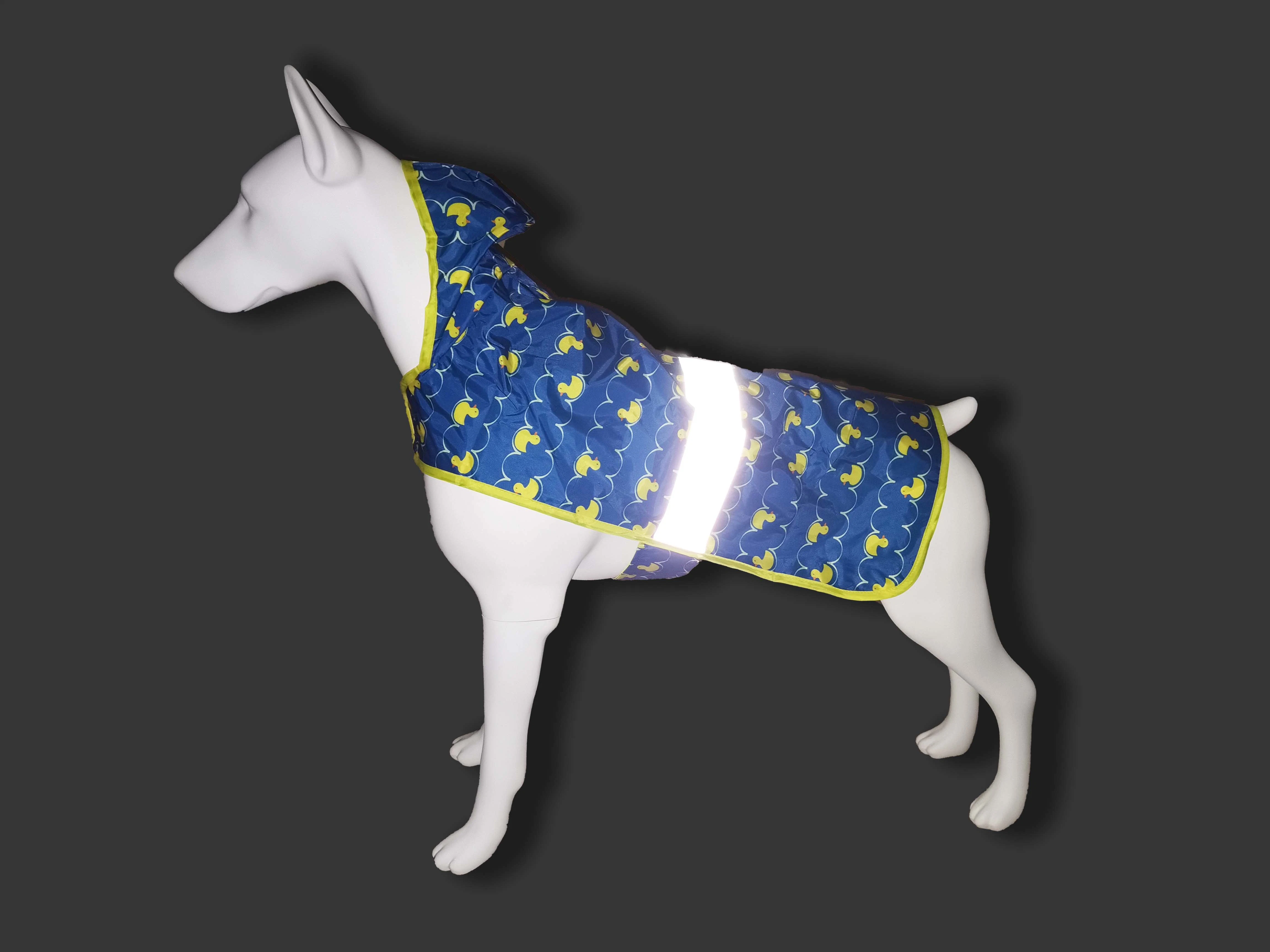 Fabrik Customized Muster Qualität Licht-Gewicht Wasserdicht Reflektierende Regenhund Klettverschluss Hoodies Regenjacke Bekleidung Haustierbekleidung