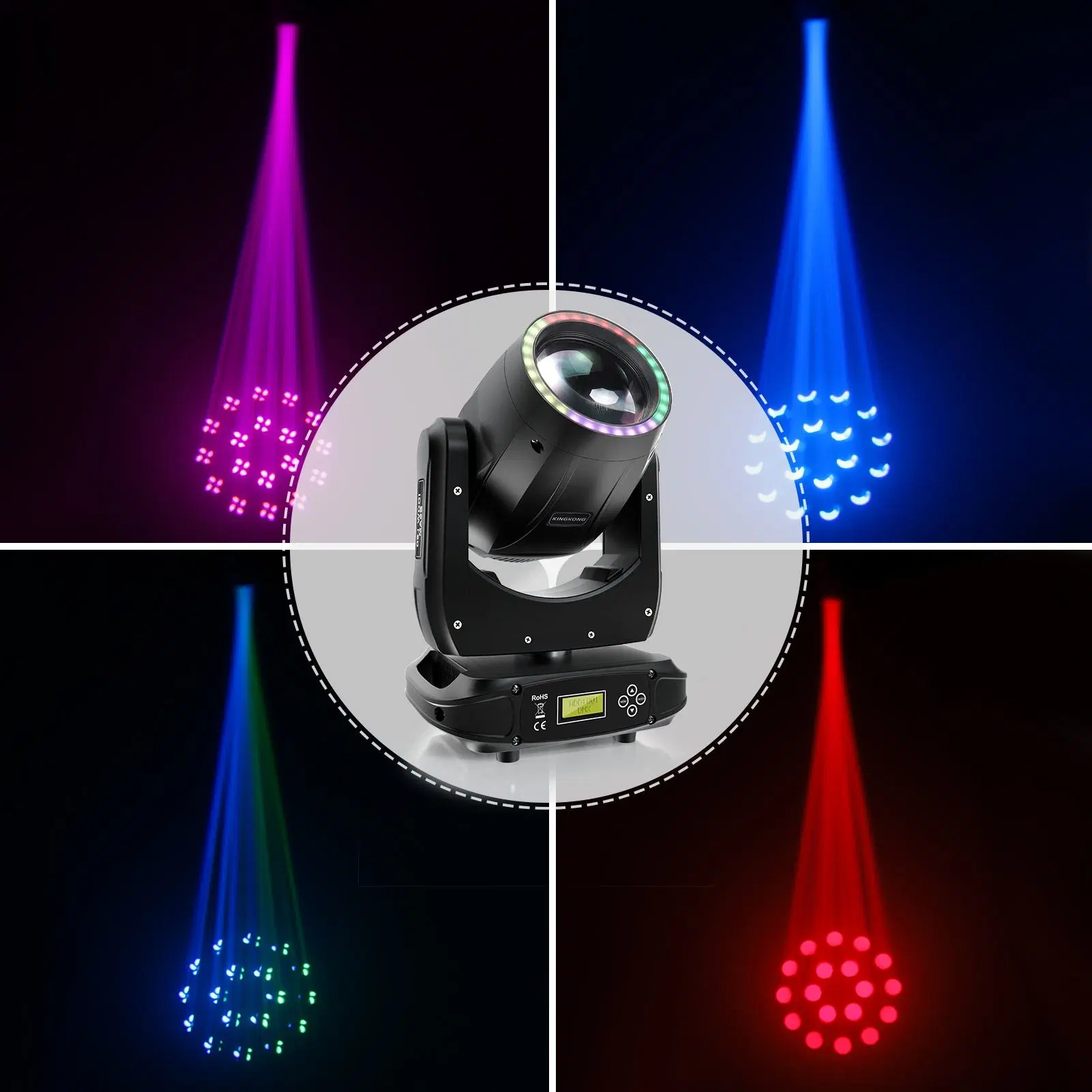 New LED Moving Head Light Ultra Brightness Rainbow Beam and Pattern Light