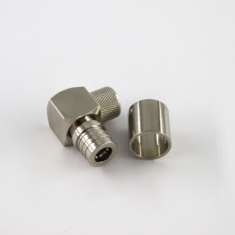 RF Coaxial Qma Male Plug Right Angle Crimp Connector for LMR400 Cable