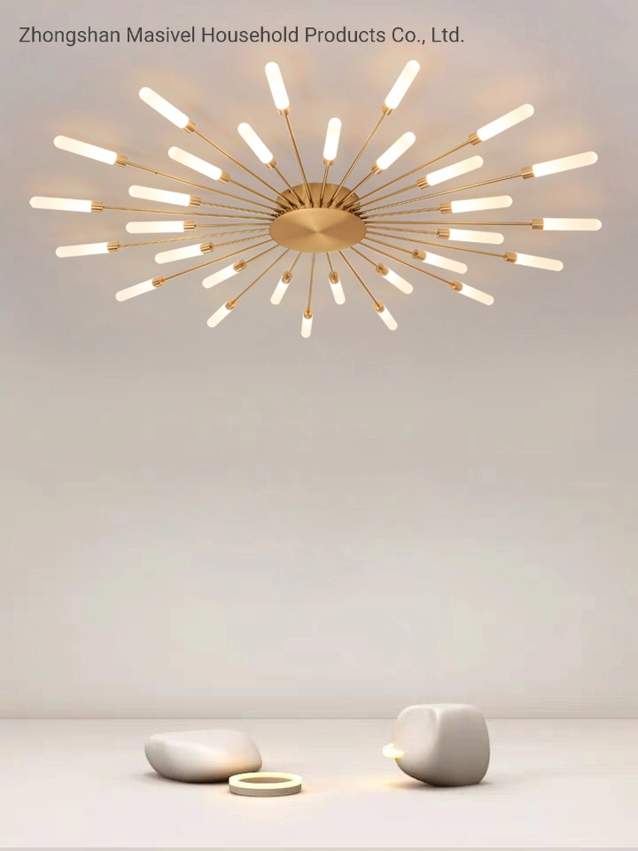 Moderna Fábrica Masivel forma redonda 42 cabeças de luz de tecto de latão LED interior da Lâmpada de Teto