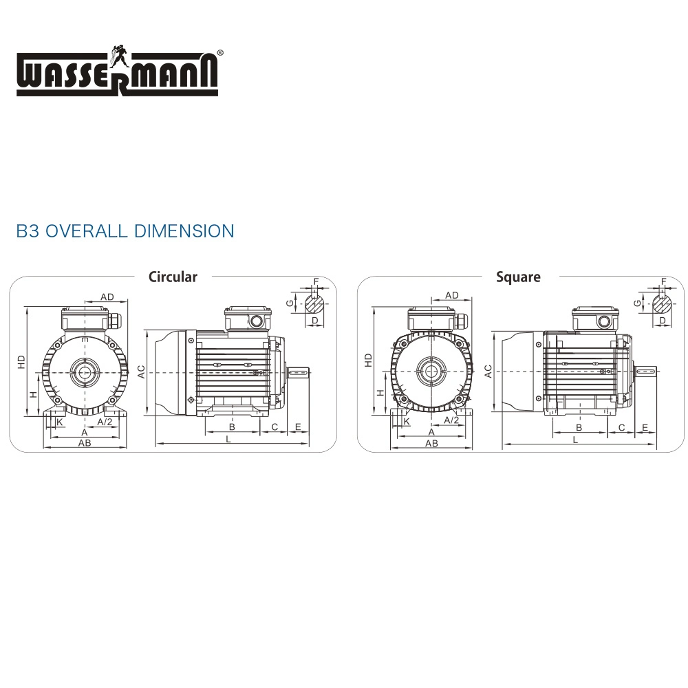 Ie2 High Efficiency 0.37 Kw 7.5kw Ie2 Electric Motor