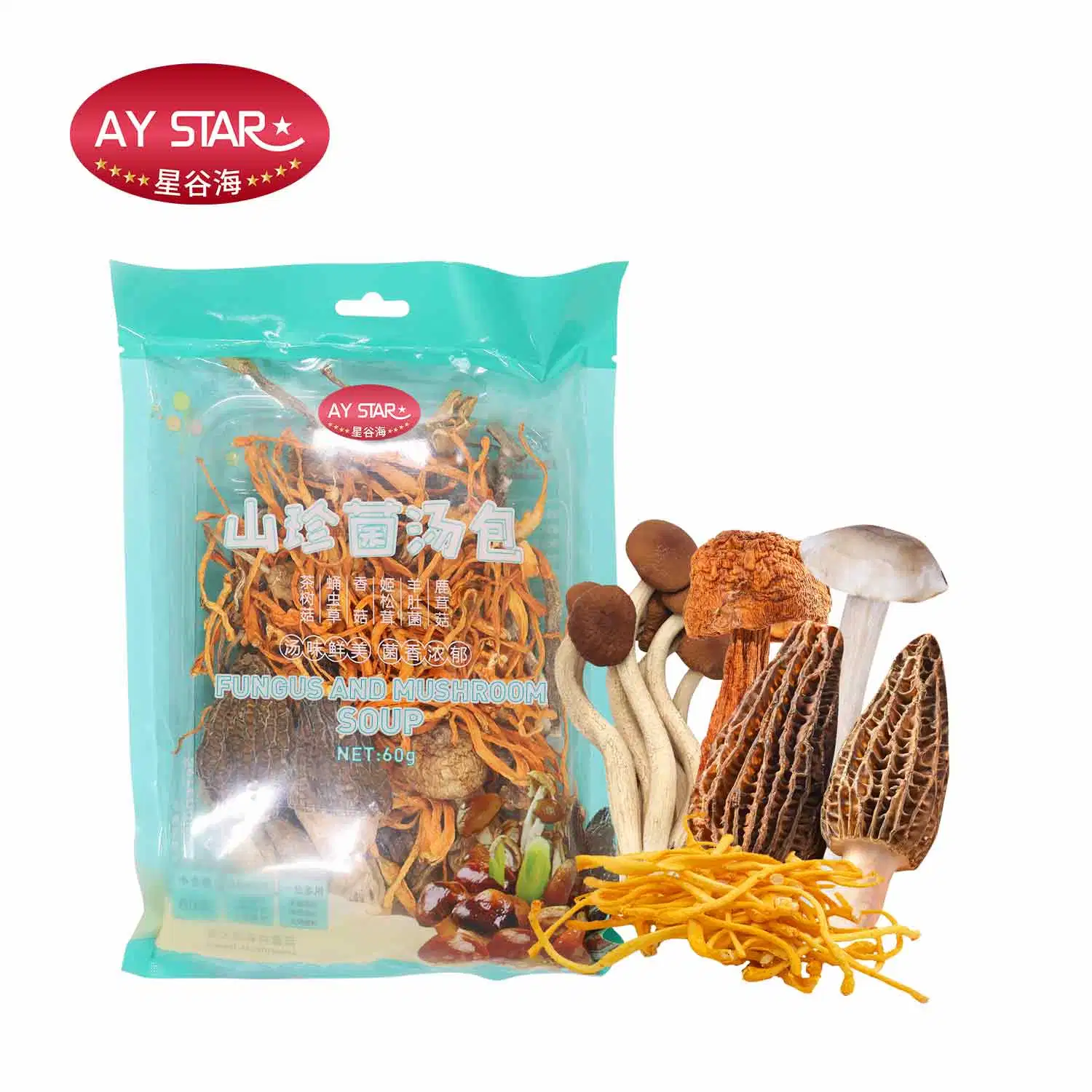 Chinese Mixed Different Dried Fungus Mushroom Combinations Soup Bag