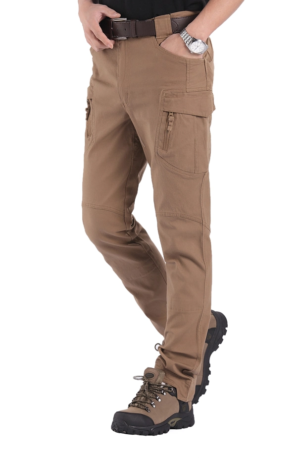 Men&prime; S Solid Comfortable Outdoors Trousers Cargo Cotton Pants