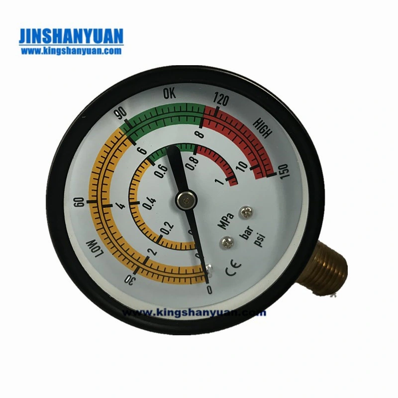 2.5inch-62mm Black Steel Case Brass Connection Bottom Thread Type Pressure Gauge