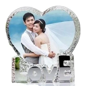 Love Shape Acrylic Crystal Wedding Gifts with Engraved Photo